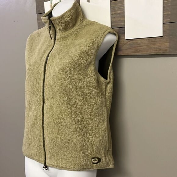 Nike Reversible Olive Tan Two Fabric Mock Neck Two Way Full Zip Up Vest- Small - Picture 10 of 14